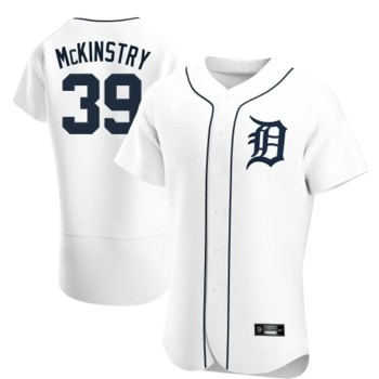 Men's Detroit Tigers＃39 Zach McKinstry White Flex Base Stitched Jersey