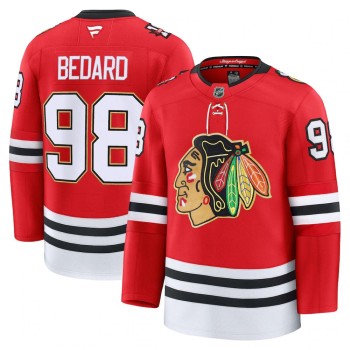 Men's Chicago Blackhawks #98 Connor Bedard Red Centennial Premium Player Jersey Men's Chicago Blackhawks #98 Connor Bedard Red Centennial Premium Player Jersey
