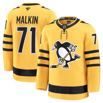 Men's Pittsburgh Penguins #71 Evgeni Malkin Gold Alternate Premium Player Jersey Men's Pittsburgh Penguins #71 Evgeni Malkin Gold Alternate Premium Player Jersey