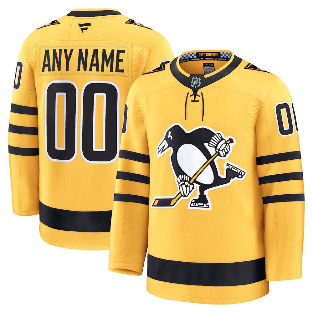Men's Pittsburgh Penguins Gold Alternate Premium Custom Jersey