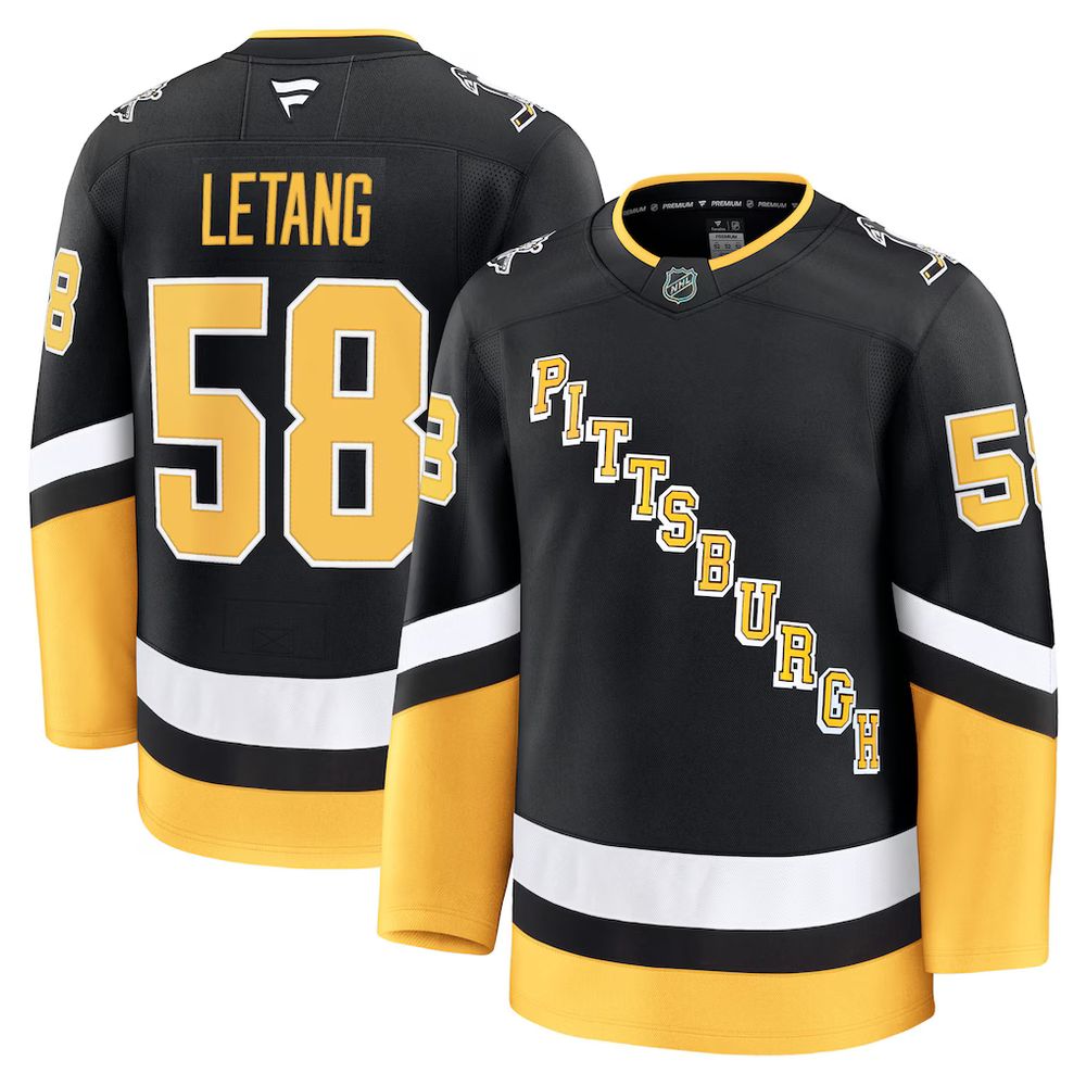 Men's Pittsburgh Penguins #58 Kris Letang Black Alternate Premium Jersey Men's Pittsburgh Penguins #58 Kris Letang Black Alternate Premium Jersey