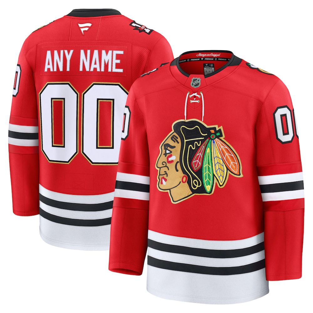 Men's Chicago Blackhawks Red Centennial Premium Custom Jersey Men's Chicago Blackhawks Red Centennial Premium Custom Jersey