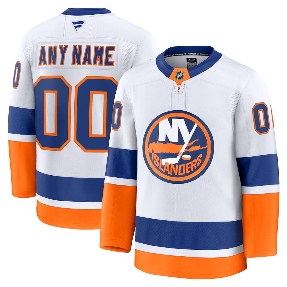 Men's New York Islanders White Away Premium Custom Jersey