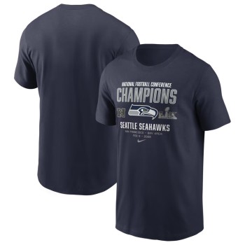 Men's Seattle Seahawks Nike College Navy 2025 NFC Champions Team Nation T-Shirt