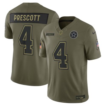 Youth Dallas Cowboys #4 Dak Prescott Nike Olive 2025 Salute to Service Limited Jersey
