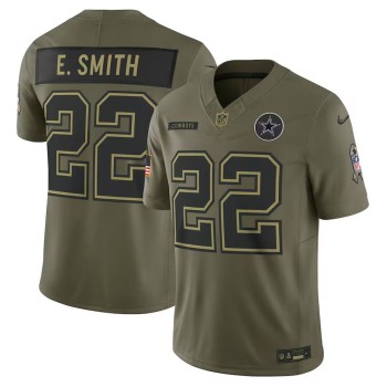 Youth Dallas Cowboys #22 Emmitt Smith Nike Olive 2025 Salute to Service Retired Limited Jersey