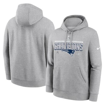 Men's New England Patriots Nike Heather Gray 2025 AFC Champions Locker Room Trophy Collection Hoodie