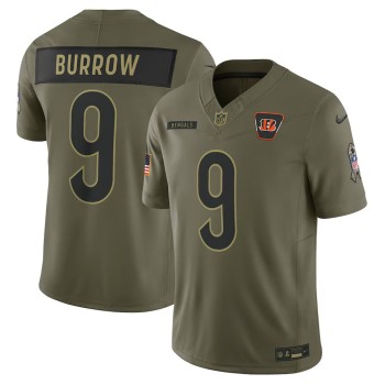 Youth Cincinnati Bengals #9 Joe Burrow Nike Olive 2025 Salute to Service Limited Jersey