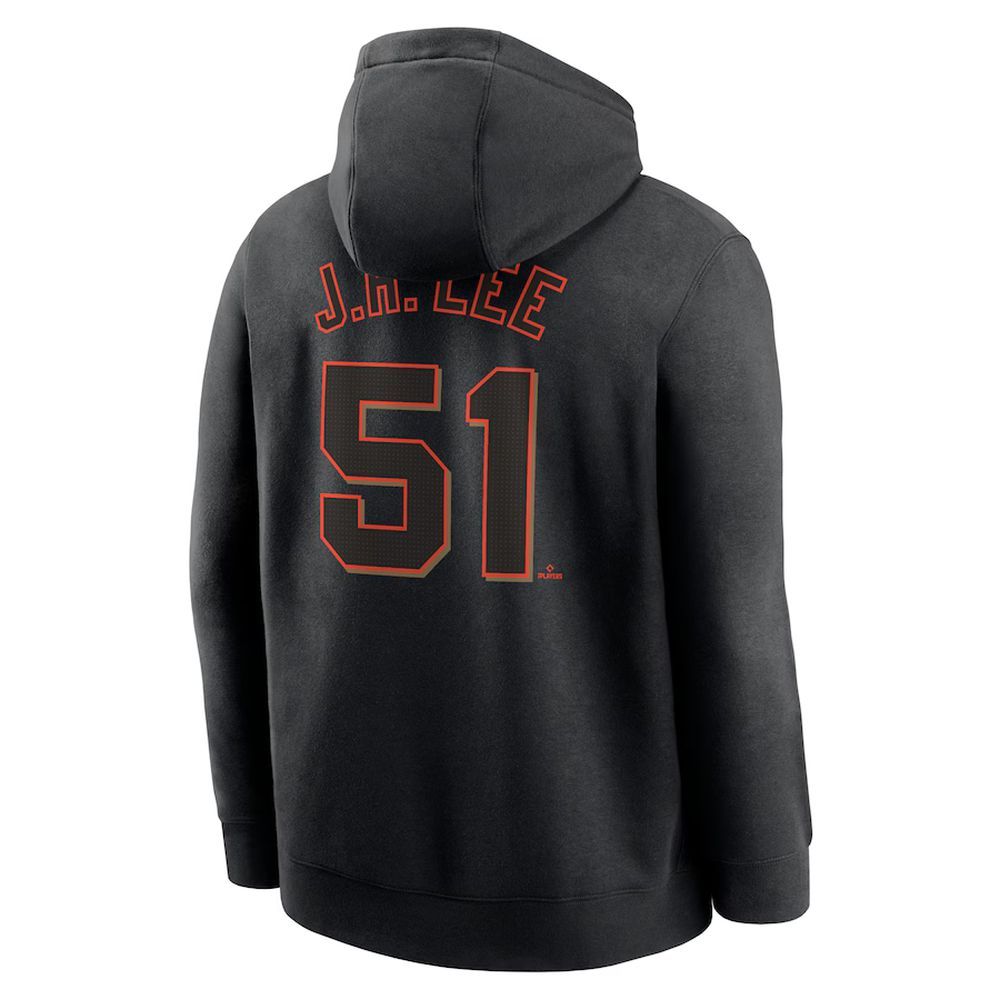 Men's San Francisco Giants #51 Jung Hoo Lee Nike Black Player Name & Number Club Pullover Hoodie