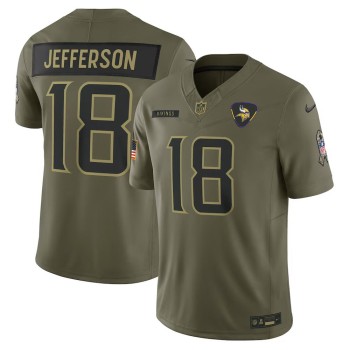 Youth Minnesota Vikings #18 Justin Jefferson Nike Olive 2025 Salute to Service Limited Jersey Youth Minnesota Vikings #18 Justin Jefferson Nike Olive 2025 Salute to Service Limited Jersey