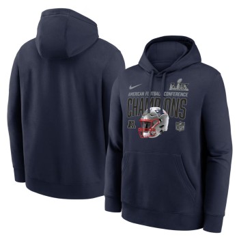 Men's New England Patriots Nike Navy 2025 AFC Champions Glory Shield Hoodie