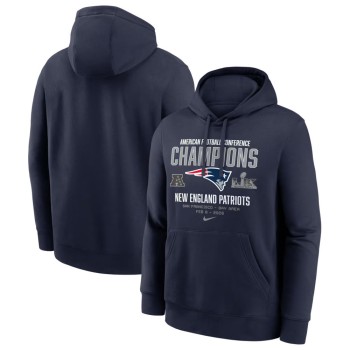Men's New England Patriots Nike Navy 2025 AFC Champions Team Nation Hoodie