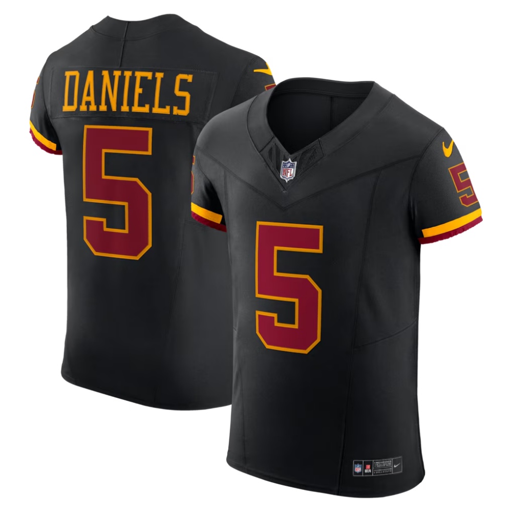 Men's Washington Commanders #5 Jayden Daniels Black Nike Alternate Vapor F.U.S.E. Elite Jersey