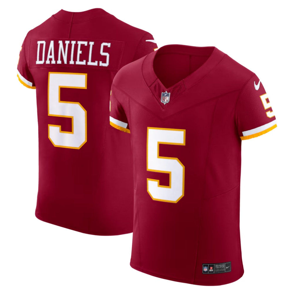 Men's Washington Commanders #5 Jayden Daniels Burgundy Nike Team Vapor F.U.S.E. Elite Jersey