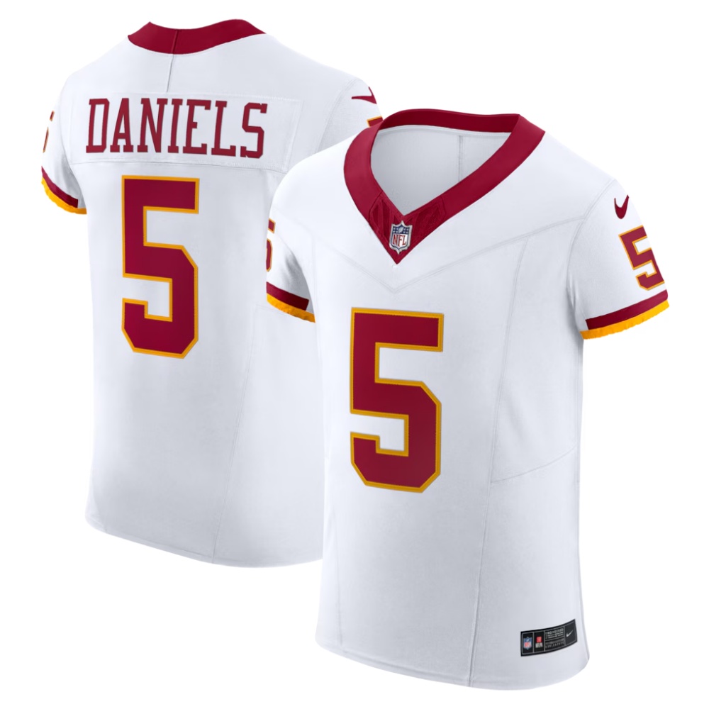 Men's Washington Commanders #5 Jayden Daniels White Nike Alternate 2 Super Bowl Era Vapor F.U.S.E. Elite Jersey
