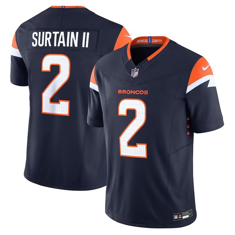 Men's Denver Broncos #2 Patrick Surtain II Navy Mile High Collection Vapor F.U.S.E. Limited Jersey