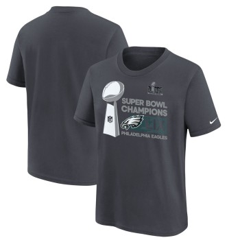 Youth Philadelphia Eagles  Anthracite Super Bowl LIX Champions Locker Room Trophy Collection T-Shirt