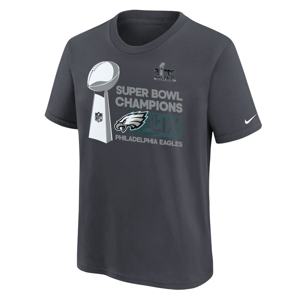Youth Philadelphia Eagles  Anthracite Super Bowl LIX Champions Locker Room Trophy Collection T-Shirt