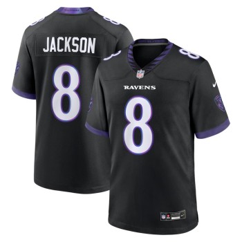 Men's Baltimore Ravens #8 Lamar Jackson Black Alternate Game Jersey