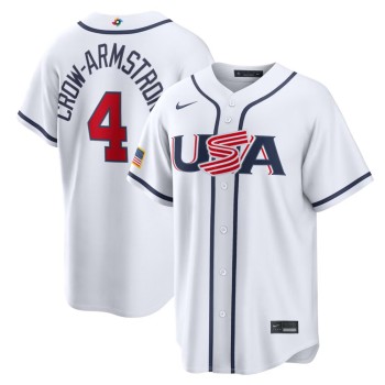Men's USA Baseball #4 Pete Crow-Armstrong White 2026 World Baseball Classic Home Stadium Jersey