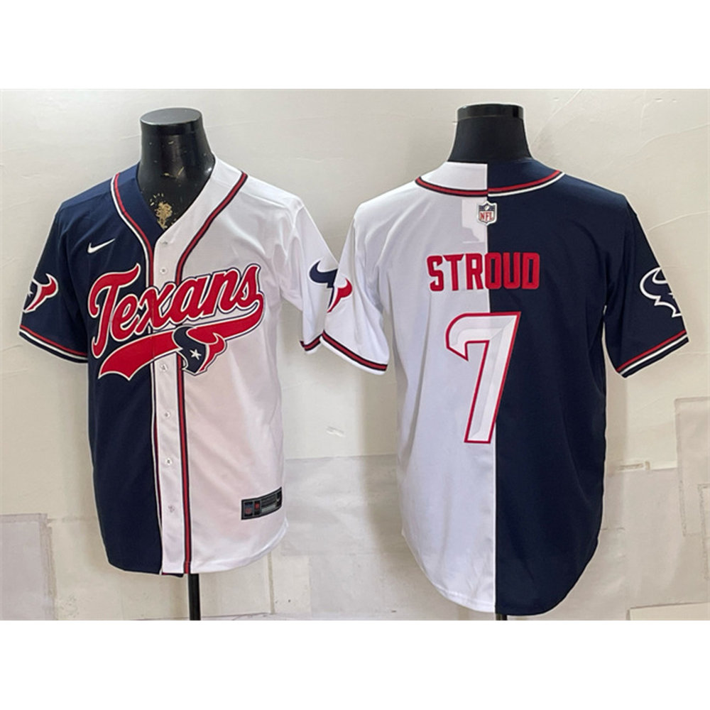 Men's Houston Texans #7 C.J. Stroud Navy Split With Patch Cool Base Jersey