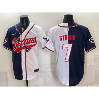 Men's Houston Texans #7 C.J. Stroud Navy Split With Patch Cool Base Jersey