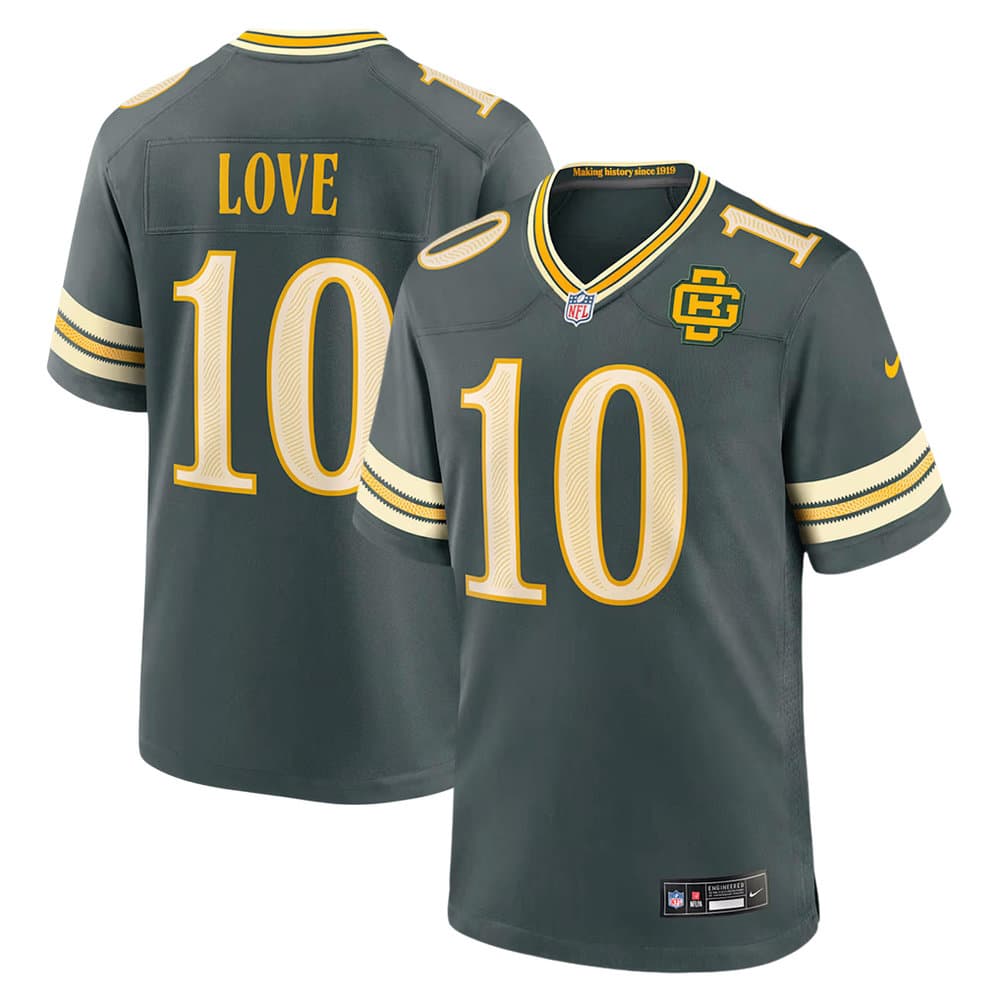 Men's Green Bay Packers #10 Jordan Love Green 2026 Rivalries Collection Game Jersey