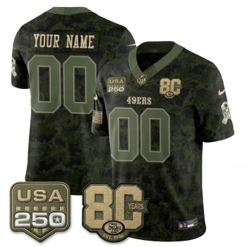 Men's San Francisco 49ers Camo 2026 Salute to Service Vapor F.U.S.E. Limited Custom Jersey