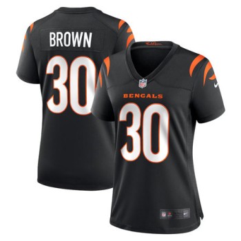 Women's Cincinnati Bengals #30 Chase Brown Nike Black Team Game Jersey