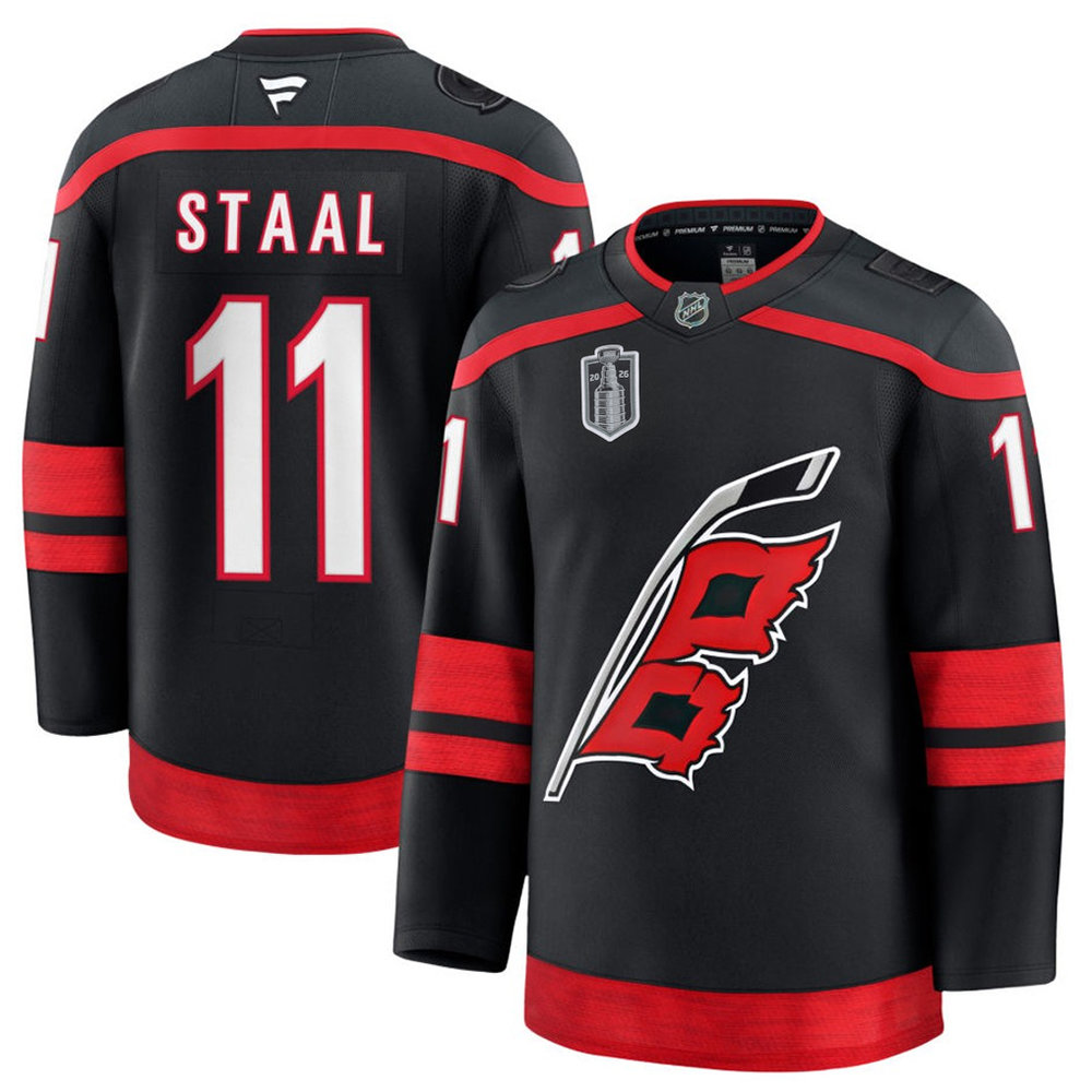 Men's Carolina Hurricanes #11 Jordan Staal Black 2026 Stanley Cup Final Home Premium Jersey