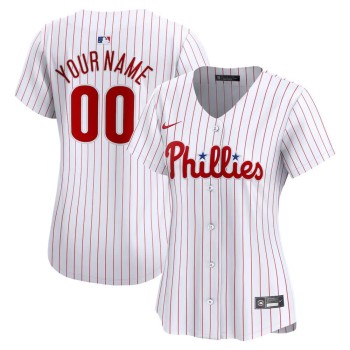 Women's Philadelphia Phillies White Stitched Baseball Custom Jersey Women's Philadelphia Phillies White Stitched Baseball Custom Jersey