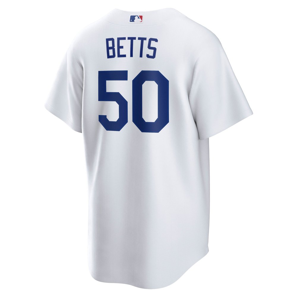 Men's Los Angeles Dodgers #50 Mookie Betts White 2024 World Series Home Replica Player Jersey