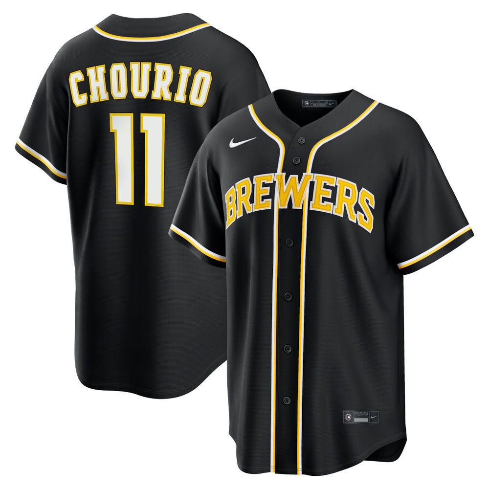Men's Milwaukee Brewers #11 Jackson Chourio Black Fashion Replica Player Jersey