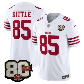 Men's San Francisco 49ers #85 George Kittle White 80 Anniversary Vapor F.U.S.E. Limited Jersey Men's San Francisco 49ers #85 George Kittle White 80 Anniversary Vapor F.U.S.E. Limited Jersey