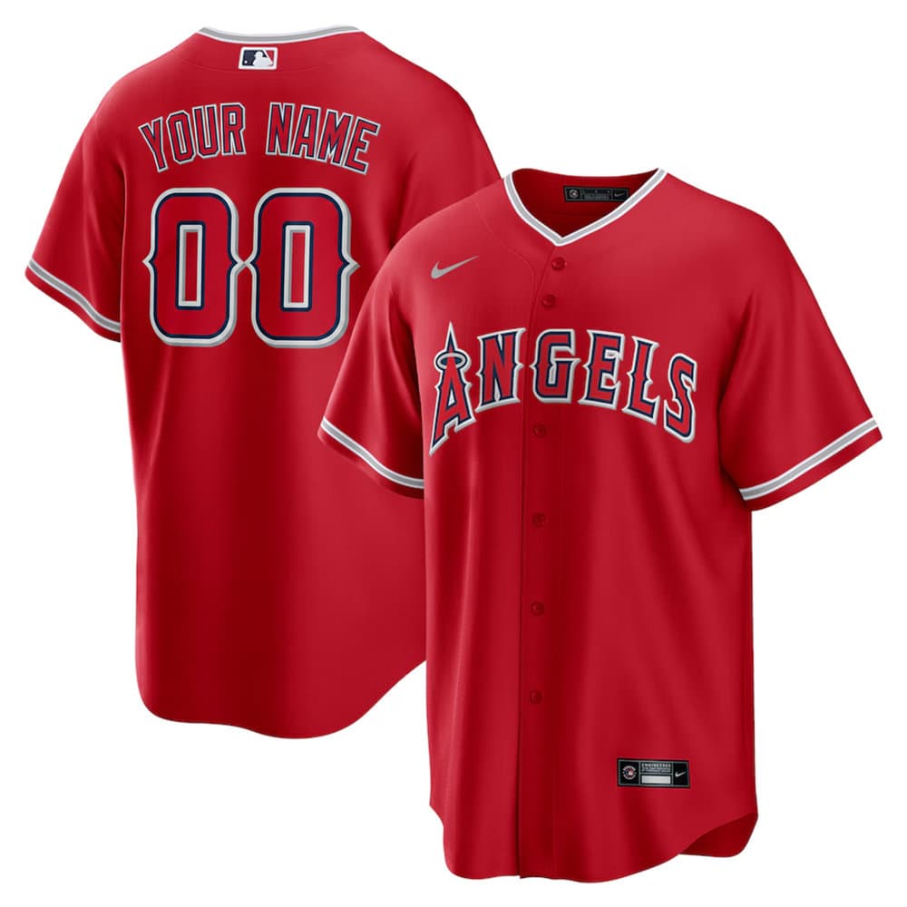 Youth Los Angeles Angels Red Stitched Baseball Custom Jersey