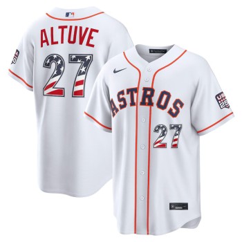 Men's Houston Astros #27 Jose Altuve Nike White USA 250 Fourth of July Home Stadium Jersey