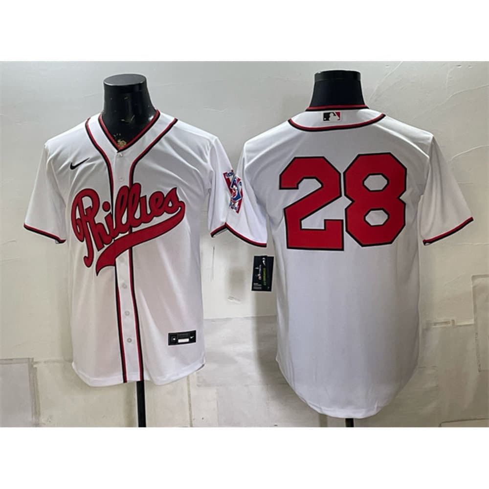 Youth Philadelphia Phillies #28 Alec Bohm White 2026 Field of Dreams Stadium Jersey Youth Philadelphia Phillies #28 Alec Bohm White 2026 Field of Dreams Stadium Jersey