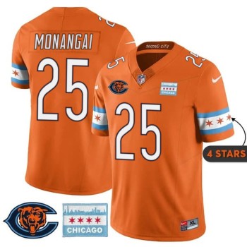 Youth Chicago Bears #25 Kyle Monangai Orange City Edition With Chicago Flag Vapor F.U.S.E. Untouchable Limited Jersey