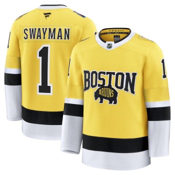 Youth Boston Bruins #1 Jeremy Swayman Gold 2026 NHL Stadium Series Premium Jersey