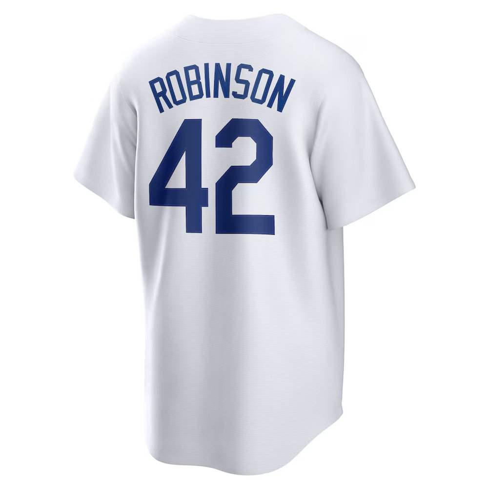 Men's Brooklyn Dodgers #42 Jackie Robinson Nike White Home Cooperstown Collection Player Jersey