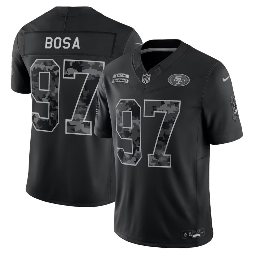 Men's San Francisco 49ers #97 Nick Bosa Nike Black 2026 Salute to Service Vapor F.U.S.E. Limited Jersey