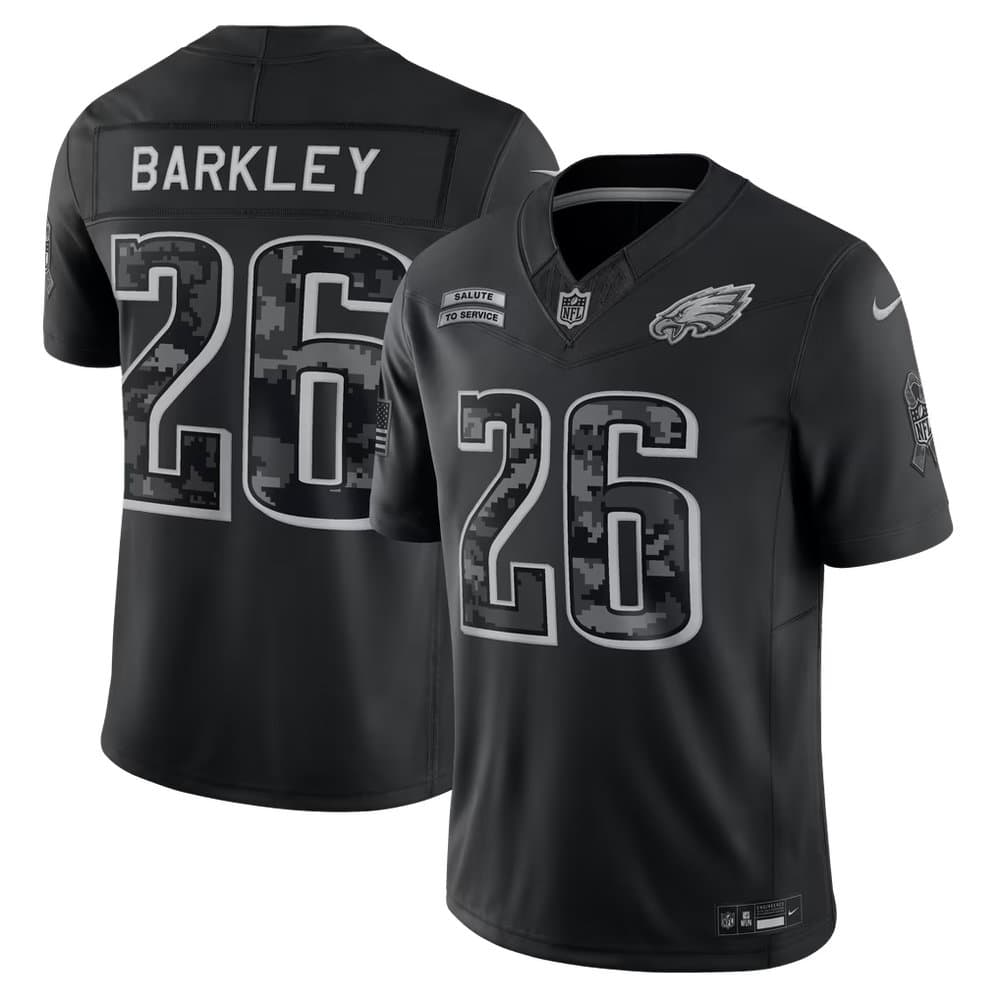 Men's Philadelphia Eagles #26 Saquon Barkley Nike Black 2026 Salute to Service Vapor F.U.S.E. Limited Jersey