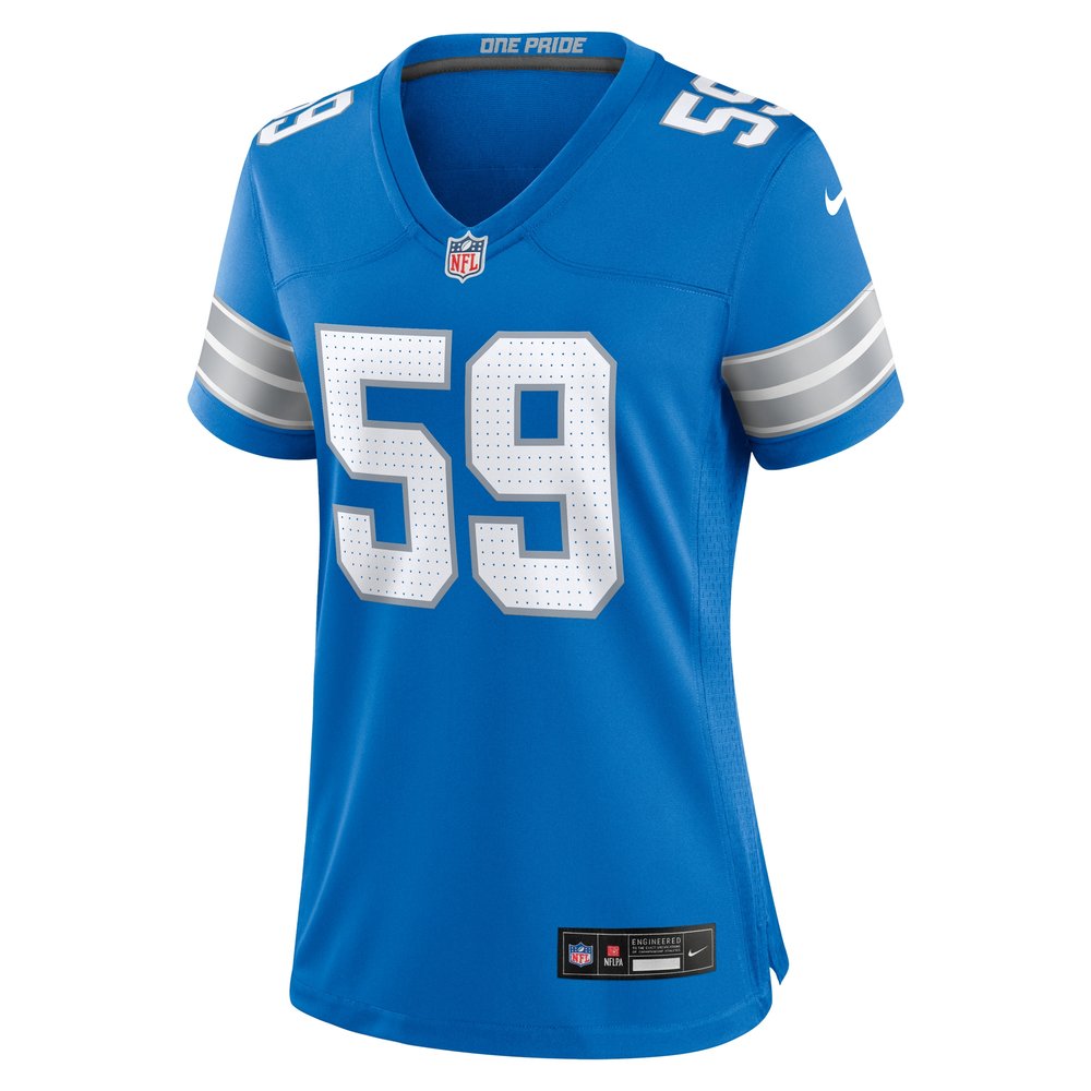 Women's Detroit Lions Giovanni Manu  Blue Team Game Jersey