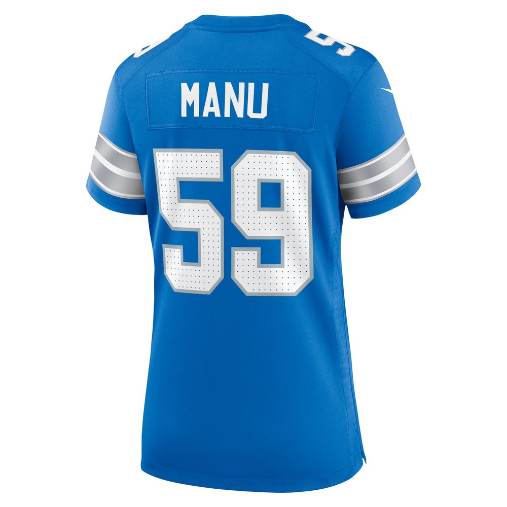 Women's Detroit Lions Giovanni Manu  Blue Team Game Jersey