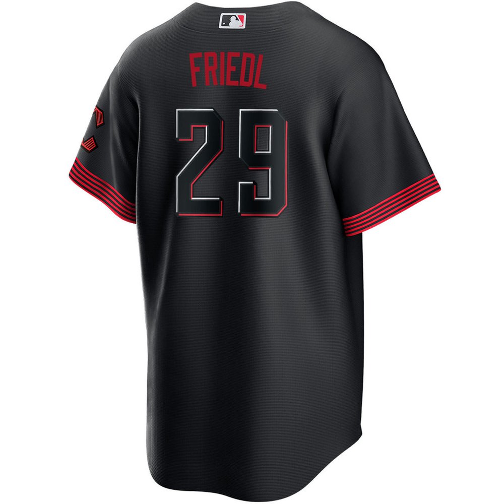 Men's Cincinnati Reds #29 TJ Friedl Black City Connect Jersey Men's Cincinnati Reds #29 TJ Friedl Black City Connect Jersey