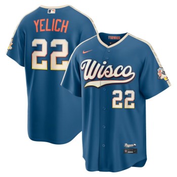 Youth Milwaukee Brewers #22 Christian Yelich Nike Mineral Blue 2026 City Connect Stadium Jersey