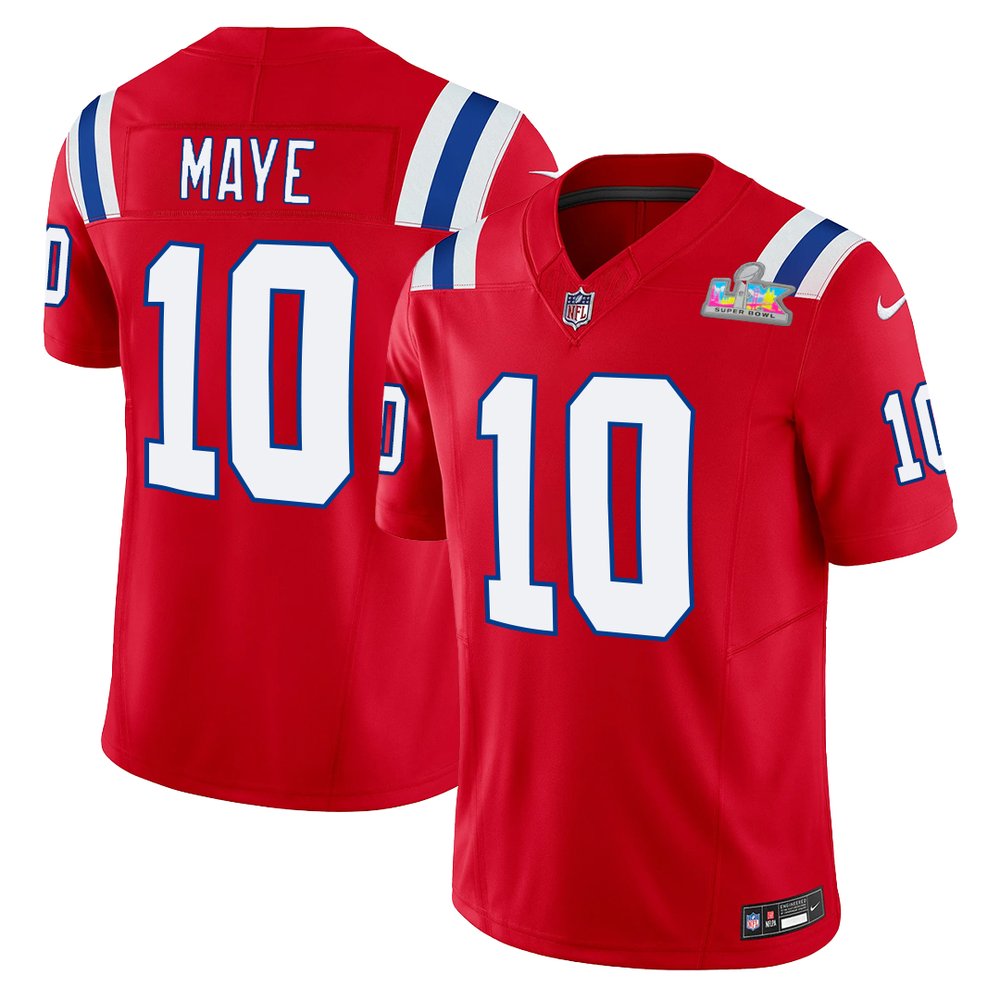 Men's New England Patriots #10 Drake Maye Red F.U.S.E. Vapor Limited Stitched Football Jersey