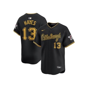 Men's Pittsburgh Pirates #13 Ke'Bryan Hayes Black Home Limited Stitched Baseball Jersey Men's Pittsburgh Pirates #13 Ke'Bryan Hayes Black Home Limited Stitched Baseball Jersey