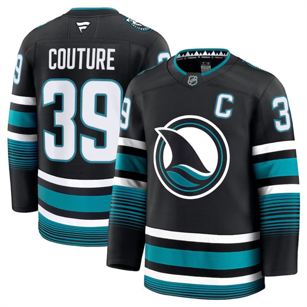 Youth San Jose Sharks #39 Logan Couture Black 2024-25 With C Patch Alternate Stitched Hockey Jersey