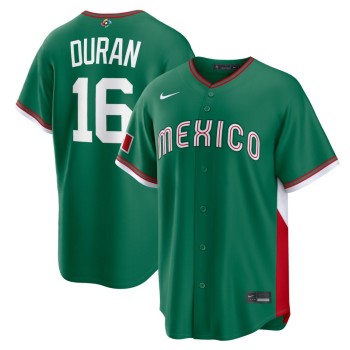 Men's Mexico Baseball #16 Jarren Duran Green 2026 World Baseball Classic Road Stadium Jersey